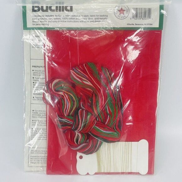 Bucilla Santa & Poinsettia Counted Cross Stitch Christmas Stocking Kit 82431 18" - Picture 5 of 7